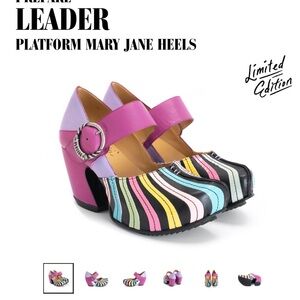 John Fluevog Purple and Black Mary Jane Heels